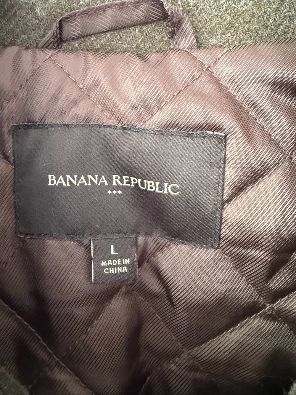 Banana Republic Wool Blend Quilted Lined Donkey Coat Jacket Men’s Olive